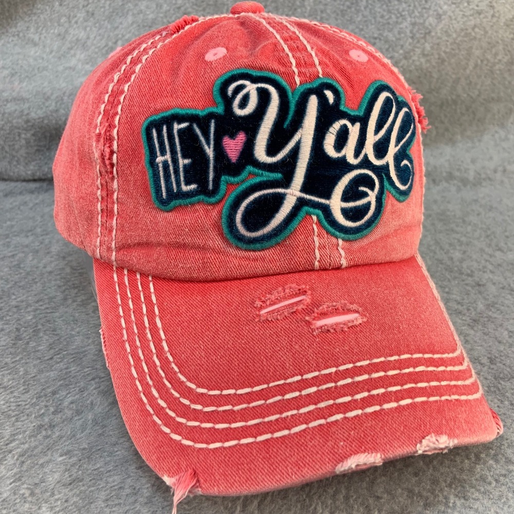 Hey Yall Womens Pink KBETHOS Vintage Hat Distressed Baseball Cap OSFM